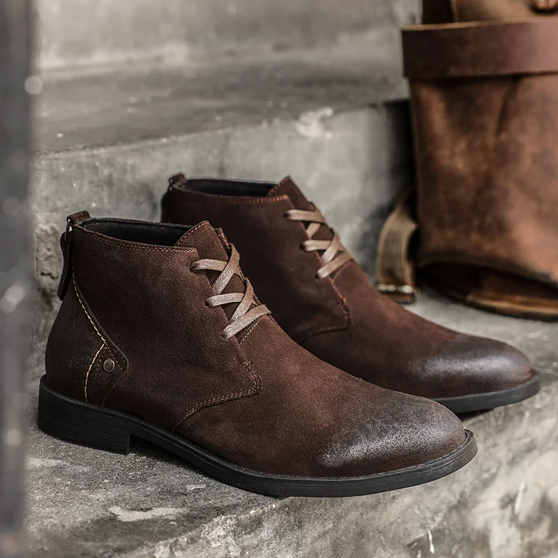 Men Shoes Office - New Cow Suede Ankle Boots Handmade