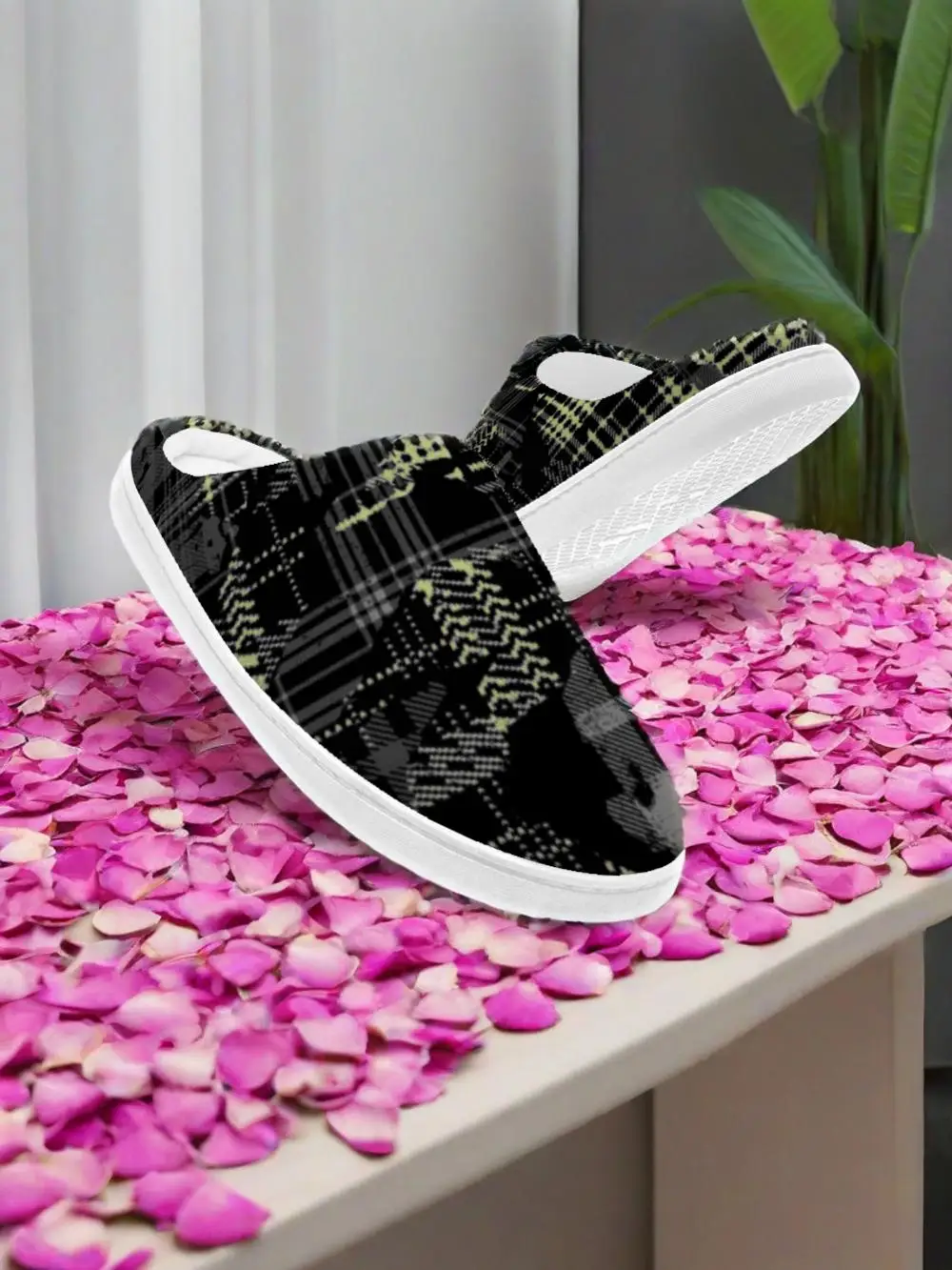 Men Shoes High - denim plaid Keep Smiling Home Cotton