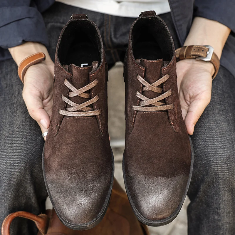 New Cow Suede Ankle Boots Hand - đánh giá và giá Men Shoes Office