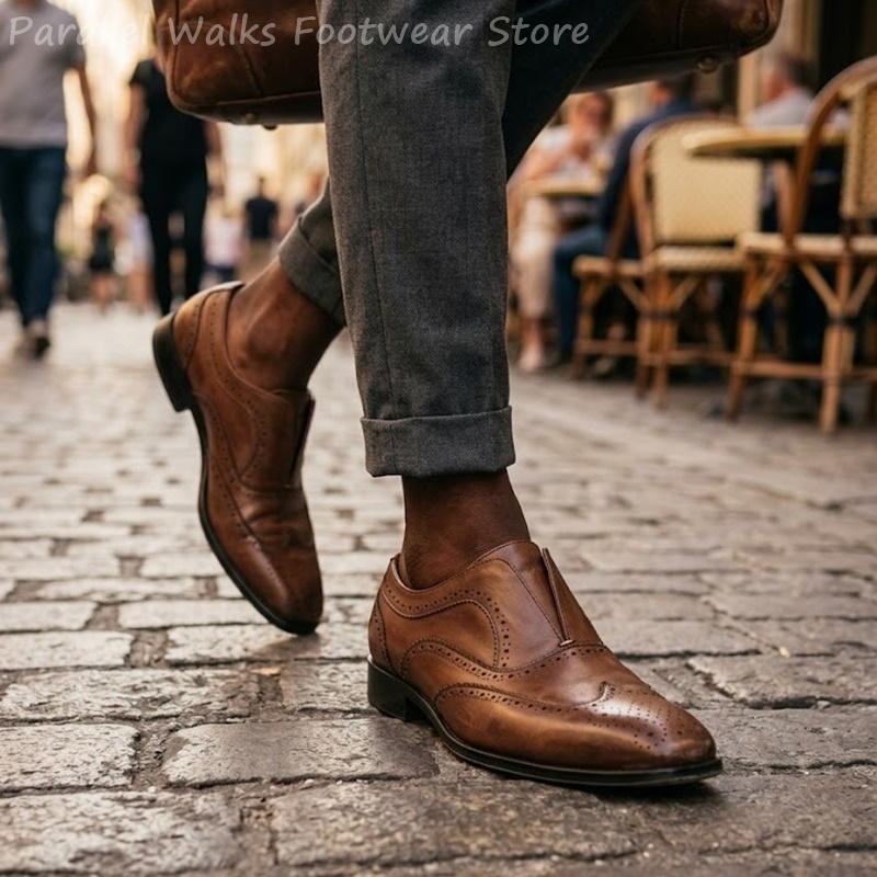 Mens Brown Leather Brogue Shoe - đánh giá và giá Men'S Shoes Brogues